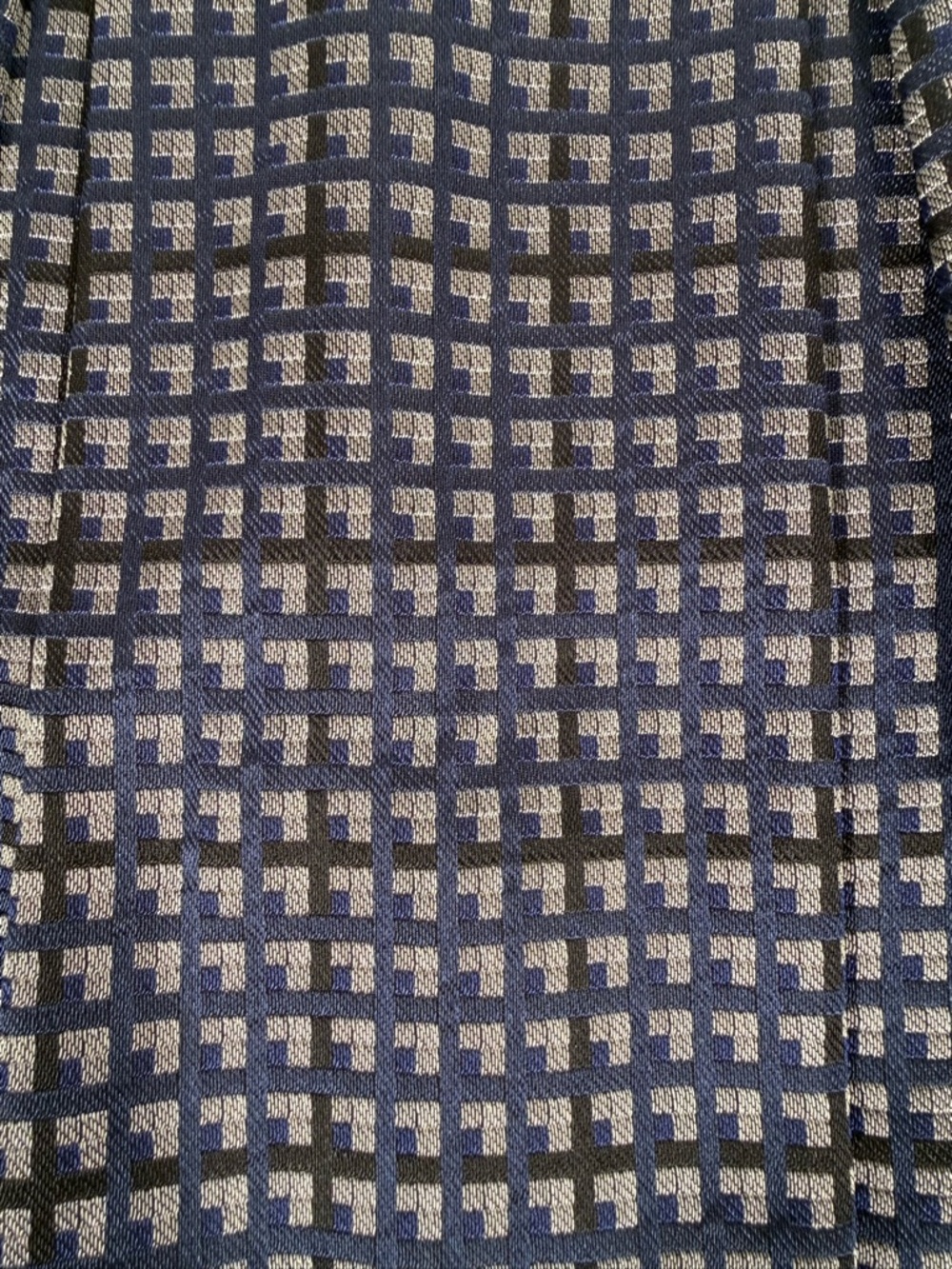 Burberry London Vintage Navy & Grey Geometric Plaid Pleated A-Line Mini Skirt - Picture 5 of 14